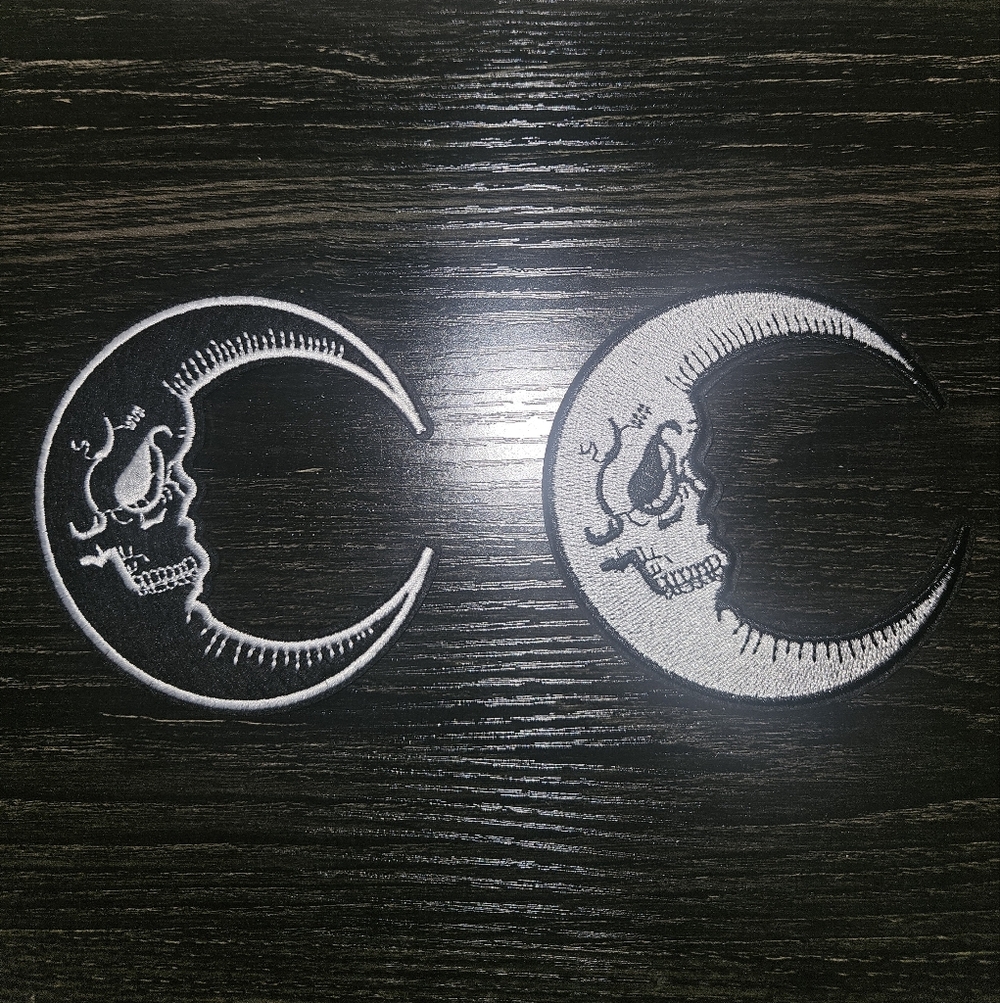 🦇 Lot B/D Black and White Gothic Moons Embroidered Patches